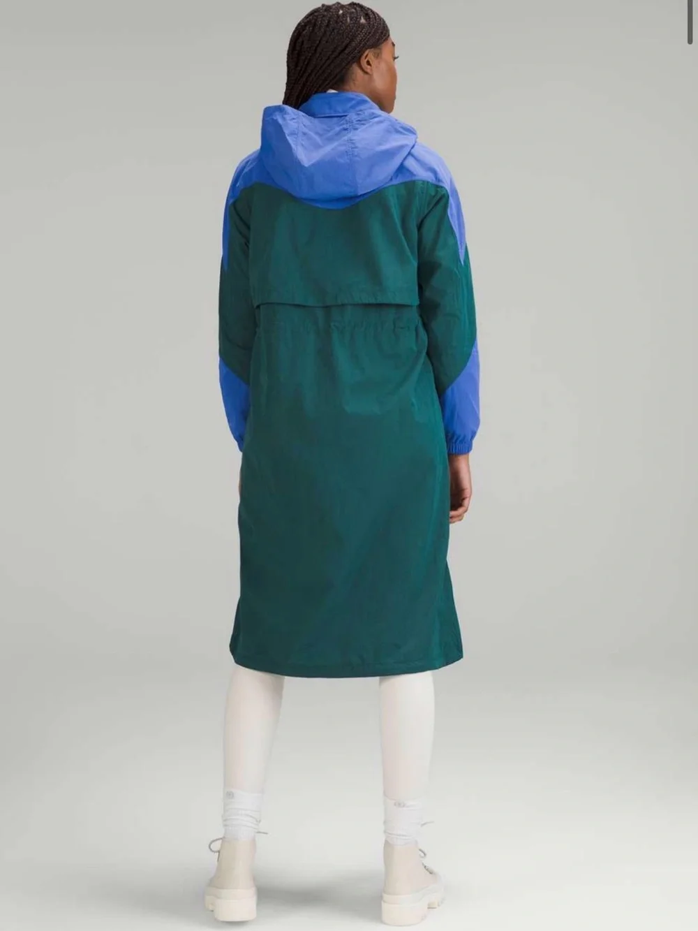 Lululemon Evergreen Full Zip Long Jacket Size 6 Green Jasper Wild Indigo Coat - Picture 2 of 10